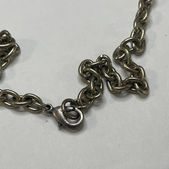 silver tone beaded necklace faux dyed mother of pearl MOP blue turquoise teal - Picture 10 of 12